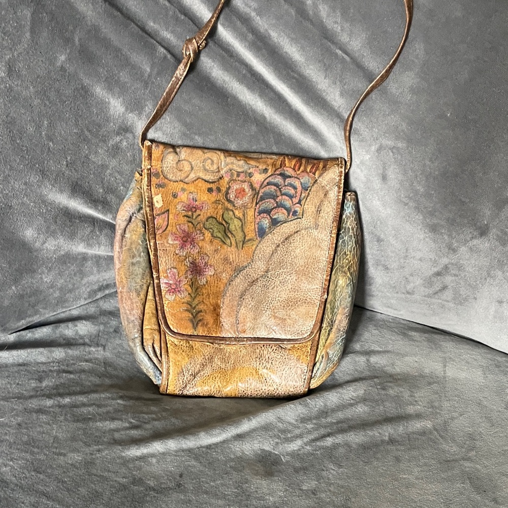 Hand-Painted Leather Crossbody Bag